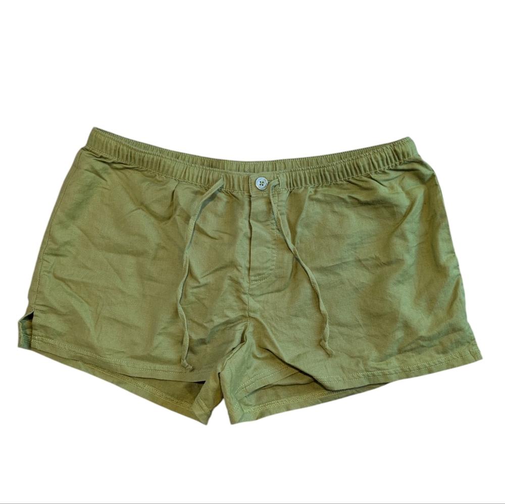Gap Shorts Womens Green Linen Drawstring Elastic Flat Pockets NWT